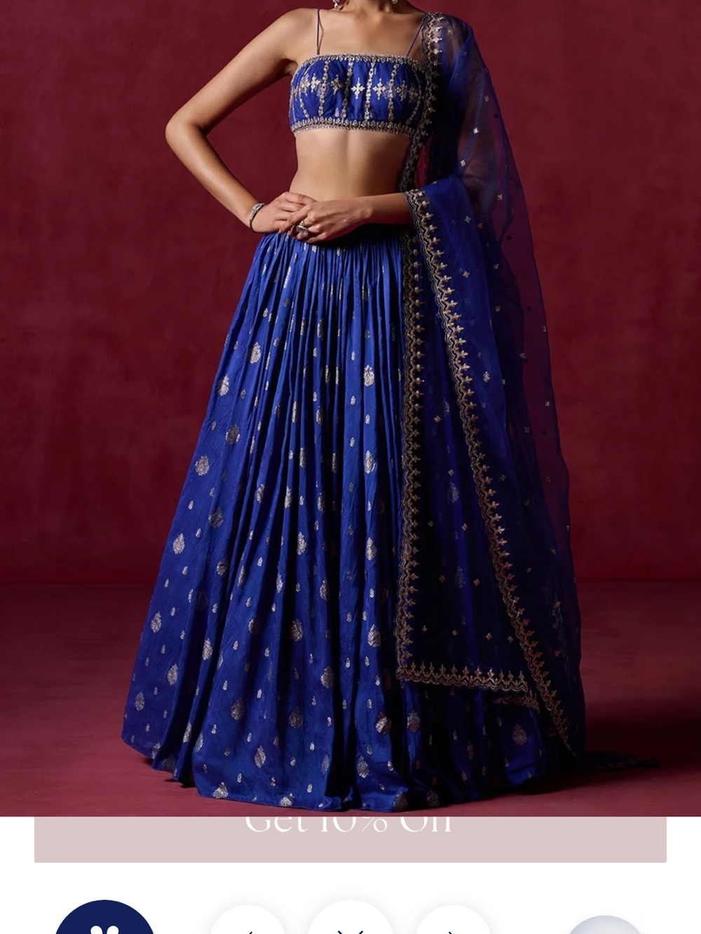 Embroidered Royal Blue A-Line Skirt - Women's Festive Skirt